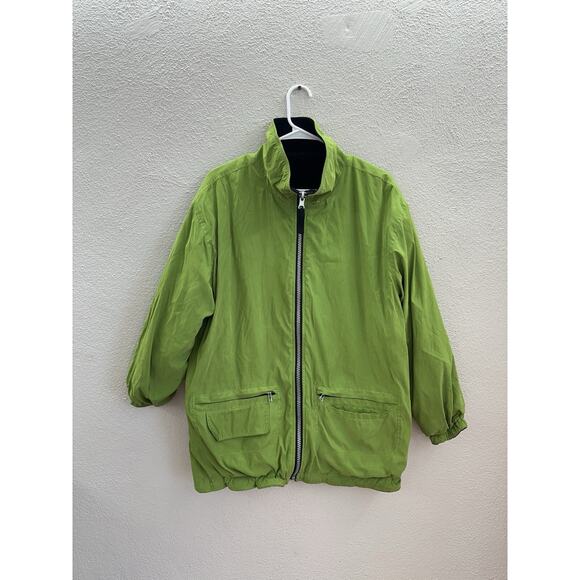 Colebrook & Co Womens Jacket Size Small Reversible Green Black Fleece Zip Up - Picture 1 of 11
